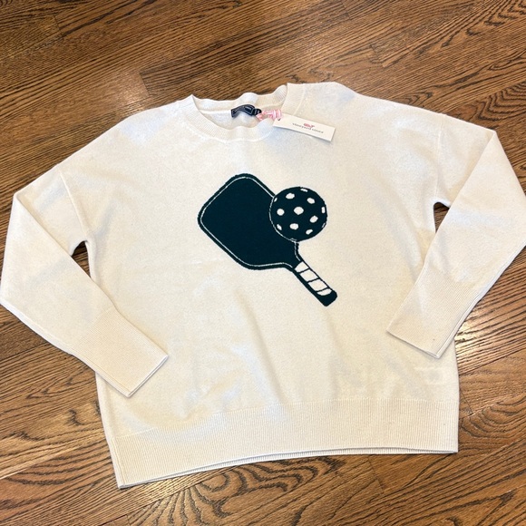 Vineyard Vines NWT 100% cashmere Pickleball Intarsia sweater marshmallow S